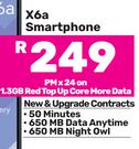 Honor X6a Smartphone-On 1.3GB Red Top Up Core More Data