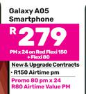2 x Samsung Galaxy A05 Smartphone-On Red Flexi 150 + Flexi 80