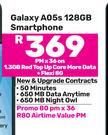 2 x Samsung Galaxy A05a 128GB Smartphone-On 1.3GB Red Top Up Core More Data + Flexi 80