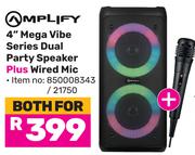 Amplify 4" Mega Vibe Series Dual Party Speaker Plus Wired Mic-For Both