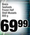 Breco Seafoods Frozen Half Shell Mussels-800g
