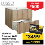 Lusso Moderno 2 Drawer Wall Mount Vanity