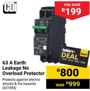 CBI 63A Earth Leakage No Overload Protector