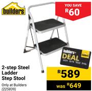 Builders 2 Step Steel Ladder Step Stool