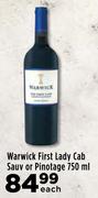Warwick First Lady Cab Sauvignon Or Pinotage-750ml Each