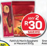 Fatti's & Moni's Spaghetti Or Macaroni-Any 2 x 500g