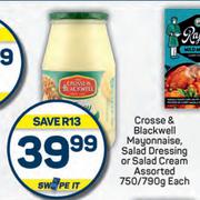 Crosse & Blackwell Mayonnaise, Salad Dressing Or Salad Cream Assorted-750g/790g Each