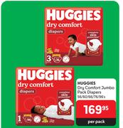 Huggies Dry Comfort Jumbo Pack Diapers-56/60/66/76/96's Per Pack
