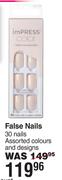 Impress False Nails 30 Nails Assorted Colours & Designs
