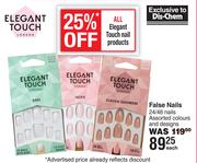 Elegant Touch False Nails 24/48 Nails Assorted Colous & Designs-Each