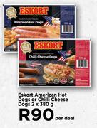 Eskort American Hot Dogs Or Chilli Cheese Dogs-2 x 380g Per Deal