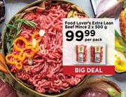Food Lover's Extra Lean Beef Mince-2 x 500g Per Pack