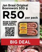 Jan Braai Original Boerewors-500g Per Pack
