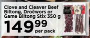 Clove & Cleaver Beef Biltong, Droewors Or Game Biltong Stix-350g Per Pack