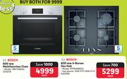 Bosch 600mm Multifuction Oven  HBF113BSOZ 373073 & Bosch 600mm 4-Burner Gas Hob PPP6A6B20Z 430359-Bo