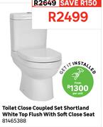 Toilet Close Coupled Set Shortland White Top Flush With Soft Close Seat 81465388