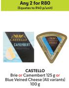 Castello Brie Or Camembert 125g Or Blue Veined Cheese (All Variants)-For 2 x 100g