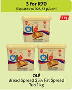 Ole Bread Spread 25% Fat Spread Tub-For 3 x 1Kg
