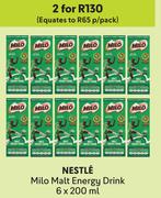 Nestle Milo Malt Energy Drink-For 2 x 6 x 200ml