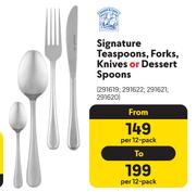 Signature Teaspoons, Forks, Knives Or Dessert Spoons-Per 12 Pack