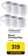 Continental Blanco Stacking Mugs-Per 6 Pack