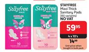 Stayfree Maxi Thick Sanitary Pads (All Variants)-4 x 10's