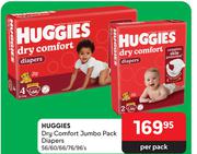  Huggies Dry Comfort Jumbo Pack Diapers-56/60/66/76/96's Per Pack