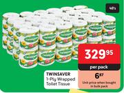 Twinsaver 1 Ply Wrapped Toilet Tissue-48's Per Pack