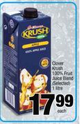 Clover Krush 100% Fruit Juice Blend (Selected)-1Ltr Each