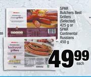 Spar Butchers Best Grillers(Selected)-425g Or Spar Continental Russians-450g Each