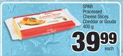 Spar Processed Cheese Slices Cheddar Or Gouda-400g Each