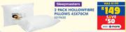 Sleepmasters 2 Pack Hollowfibre Pillows 45 x 70cm 10119630