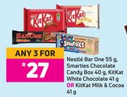 Nestle Bar One 55 g, Smarties Chocolate Candy Box 40g & More-For Any 3