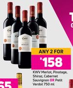 KWV Merlot, Pinotage, Shiraz, Cabernet Sauvignon Or Petit Verdot-For Any 2 x 750ml