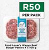Food Lover's Wagyu Beef Burger Patties-4 x 100g Per Pack