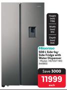 Hisense 508L Side By Side Fridge With Water Dispenser H670SIT-WD