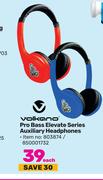 Volkano Pro Bass Elevate Series Auxiliary Headphones-Each