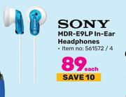 Sony MDR-E9LP IN-Ear Headphones-Each