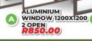 Aluminium Window 1200 x 1200 2 Open