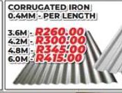 Corrugated Iron 0.4mm 4.8m-Per Length