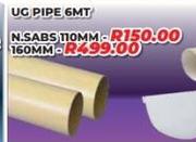 UG Pipe 6MT N.SABS 160MM