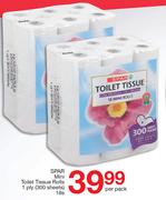 Spar Mini Toilet Tissue Rolls 1Ply(300 Sheets)18s-Per Pack