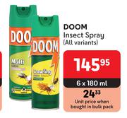 Doom Insect Spray (All Variants)-6 x 180ml