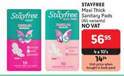 Stayfree Maxi Thick Sanitary Pads (All Variants)-4 x 10's