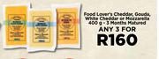 Food Lover's Cheddar, Gouda, White Cheddar Or Mozzarella-For Any 3 x 400g