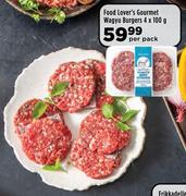 Food Lover's Gourmet Wagyu Burgers-4 x 100g Per Pack