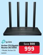 TP-Link Archer C6 Gigabit Router AC1200-Each