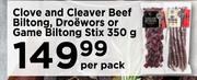 Clove & Cleaver Beef Biltong, Droewors Or Game Biltong Stix-350g Per Pack