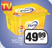 Flora Regular Or Light Fat Spread Tub-1kg Each