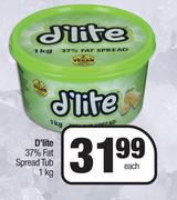 D'Lite 37% Fat Spread Tub-1kg Each